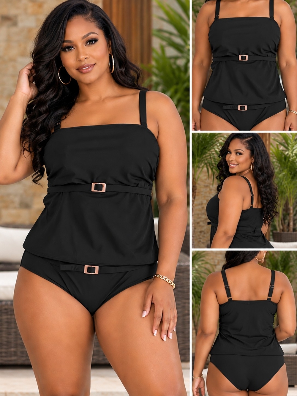Fantasie Black Two-Piece Tankini with Belt Accents